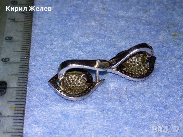 СКЪПОЦЕННИ СРЕБЪРНИ ОБЕЦИ РОДИРАНО СРЕБРО 925 с ЮВЕЛИРНО ФАСЕТИРАНИ ЦИРКОНИ 26410, снимка 3 - Обеци - 46272365