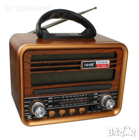 3 Лентово AM/FM/SM ретро радио с BT, USB, TF- NNS 7068