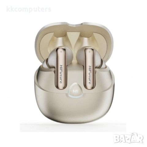 HiFuture SonicAir - TWS слушалки с ENC, 35ч живот, Bluetooth 5.3, 10mm - шампанско