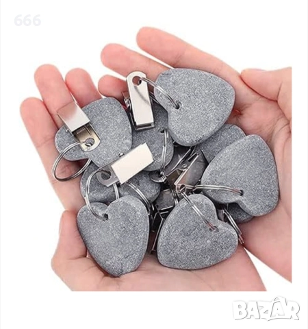 Комплект от 6 тежести за покривки с щипки, форма на сърце, естествен камък, сив, снимка 7 - Други стоки за дома - 52910593