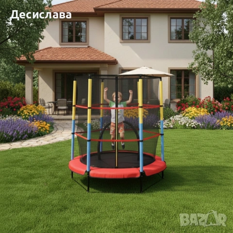 Батут 4,5ft 140см с вътрешна мрежа - червен, снимка 5 - Други - 53556843