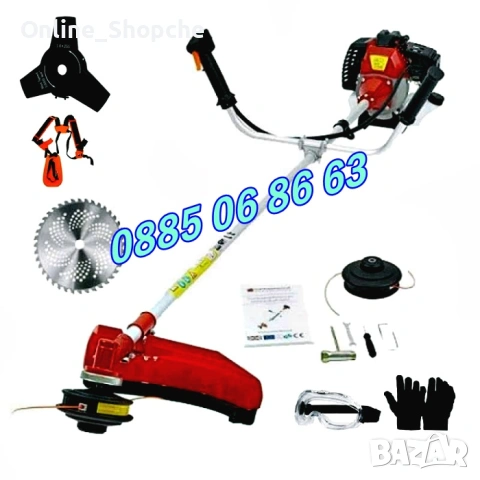 Бензинов тример 74 куб., моторна косачка за трева + самар , снимка 5 - Градинска техника - 40776691