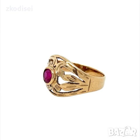 Златен дамски пръстен с рубин 2,29гр. размер:52 14кр. проба:585 модел:24624-4, снимка 2 - Пръстени - 46292322