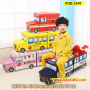 Детска сгъваема табуретка служеща като пуф за сядане и кутия за играчки с капак - Автобус - КОД 3240