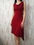 Винтидж дамска асиметрична еластична червена рокля р-р S, снимка 1 - Рокли - 45810833