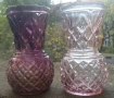 2 ретро малки лилави стъклени вази, снимка 3