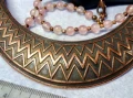 РАЗКОШНА ОРНАМЕНТИРАНА МЕДНА ОГЪРЛИЦА с РОЗОВ КВАРЦ РЕТРО АРТ БИЖУ 41793, снимка 5