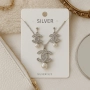 Луксозен сребрист комплект бижута с перли - колие и обеци/ устойчив метал chanel, снимка 2