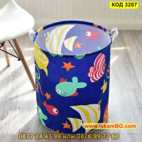 Детски кош за пране и играчки от ленен памук и водоустойчива материя - КОД 3287, снимка 3 - Други - 44956478