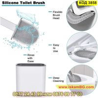 Силиконова четка с влакна за почистване на тоалетна чиния с поставка - КОД 3858, снимка 6 - Мопове, кофи, четки и метли - 45144670