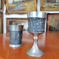 Калаени релефни чаши , снимка 1 - Антикварни и старинни предмети - 46098637