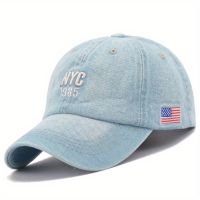 Дънкова шапка с козирка - бродерия NYC, снимка 1 - Шапки - 45622163