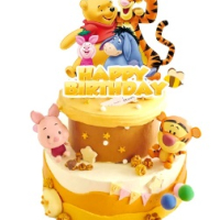 Мечо Пух Happy Birthday картонен топер украса за торта декор парти рожден ден, снимка 1 - Други - 45058389