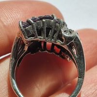 Красив италиански сребърен пръстен с Аметисти и марказити , снимка 6 - Пръстени - 45479083