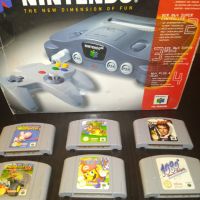 Nintendo 64. с 5 игри ,Mario kart,Mario 64,Mario party,Goldeneye,yoshis story,, снимка 1 - Nintendo конзоли - 45428782