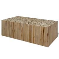 Маса за кафе, натурална тикова дървесина, 90x50x35 см, снимка 1 - Маси - 45367564