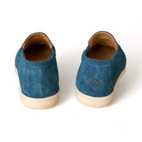 Комфортни дамски мокасини в тюркоазен цвят от естествен велур с красив и нежен аксесоар, снимка 11 - Дамски ежедневни обувки - 45082465