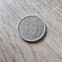 5 франка 1968 година Швейцария , снимка 2 - Нумизматика и бонистика - 45025975