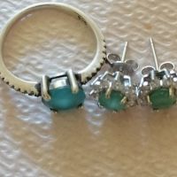 сребърен комплект обеци и пръстен, снимка 1 - Бижутерийни комплекти - 45436752