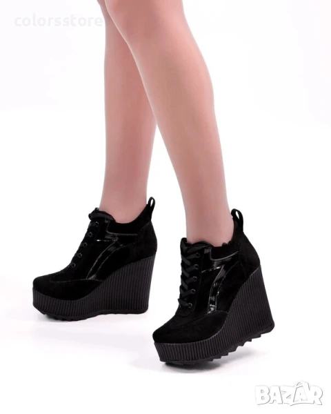 Кецове на платформа - черен велур и лак - NO4

, снимка 1