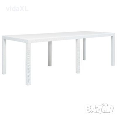 vidaXL Градинска маса, 220x90x72 см, пластмаса, ратанов вид, бяла（SKU:45607, снимка 1