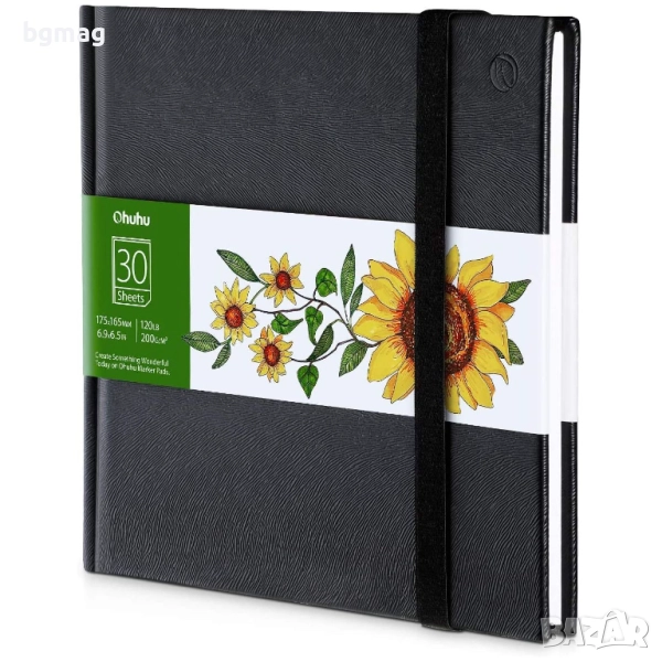 Ohuhu скицник 175x165mm,60 страници/30 листа-200g/m²-Твърди корици-Блок за рисуване, снимка 1