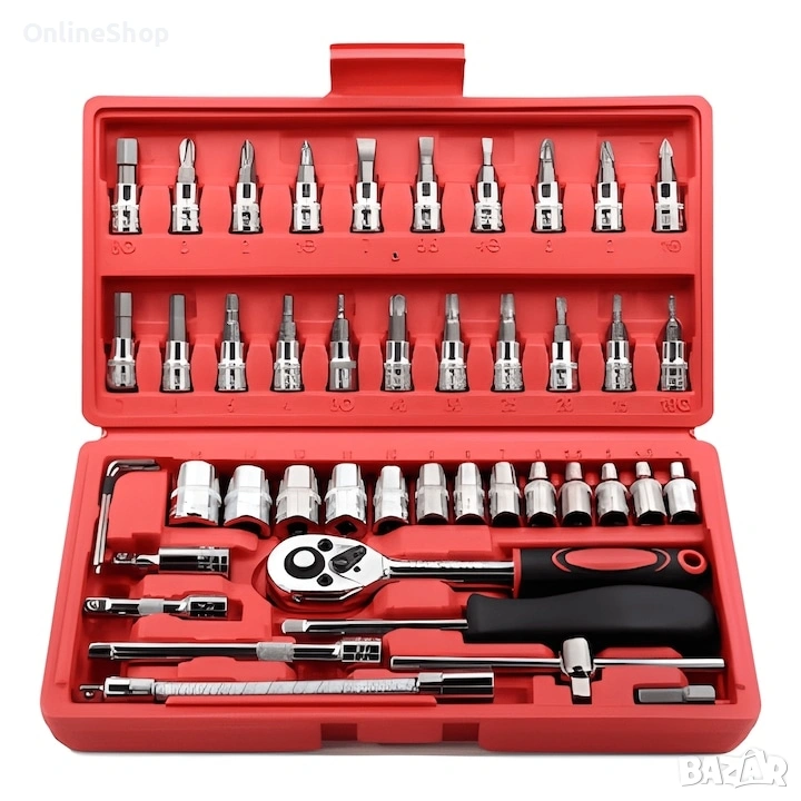 Комплект двустранни гаечни ключове, 46 части, хром-ванадиева стомана, снимка 1