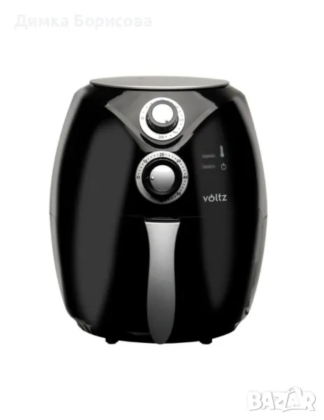 Фритюрник AirFryer, 1600W, 3л., горещ въздух, таймер, до 200°C, черен, снимка 1