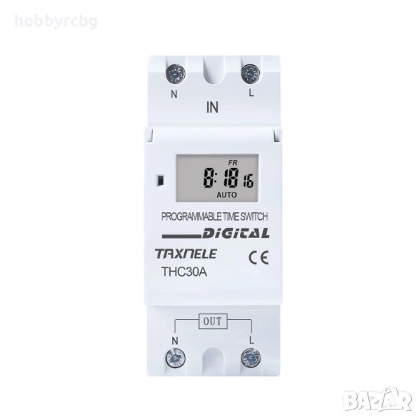 THC30A, Програмируем седмичен таймер AC220-240V, 30А, монтаж на шина, снимка 1