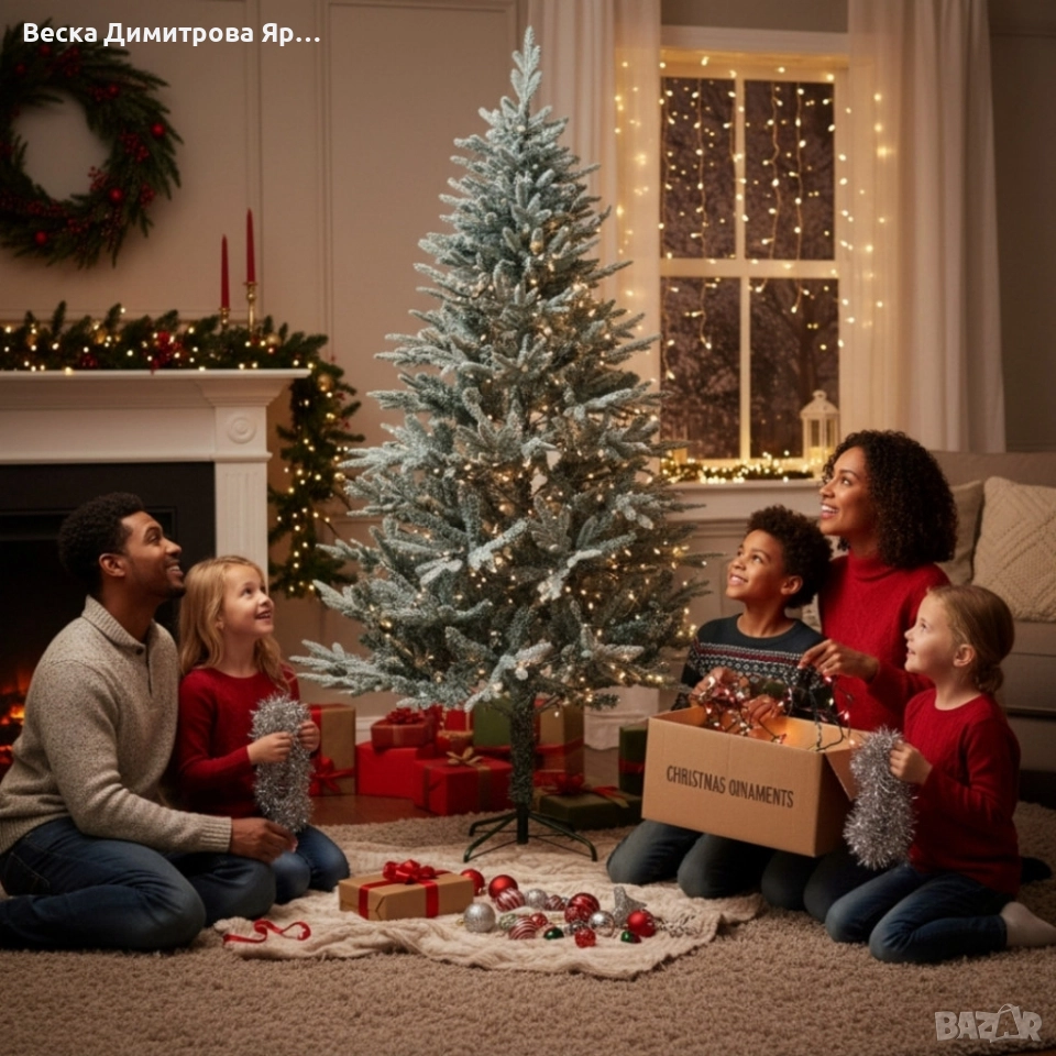 Изкуствена елха K r i n g Melbourne, Цялата заснежена с метална стойка., снимка 1