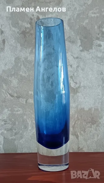 Стъклена ваза-кобалтово-синьо. , снимка 1