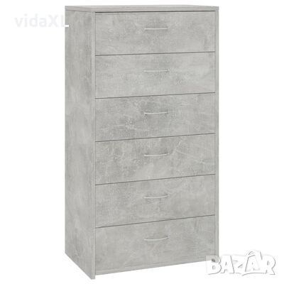 vidaXL Бюфет с 6 чекмеджета, бетонно сив, 50x34x96 см, ПДЧ（SKU:800670, снимка 1