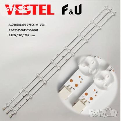 LED ленти за подсветка VESTEL 39'' JL.D38581330-078CS-M V03, снимка 1