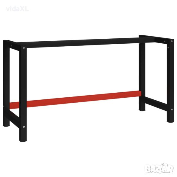 vidaXL Рамка за работна маса, метал, 150x57x79 см, черно и червено（SKU:147929, снимка 1