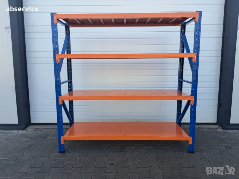 Метален индустриален стелаж 200x200x60, 4 рафта, склад/гараж/мазе, снимка 1