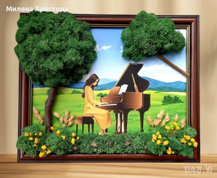 Подарък за пианистка със скандинавски мъх , снимка 1