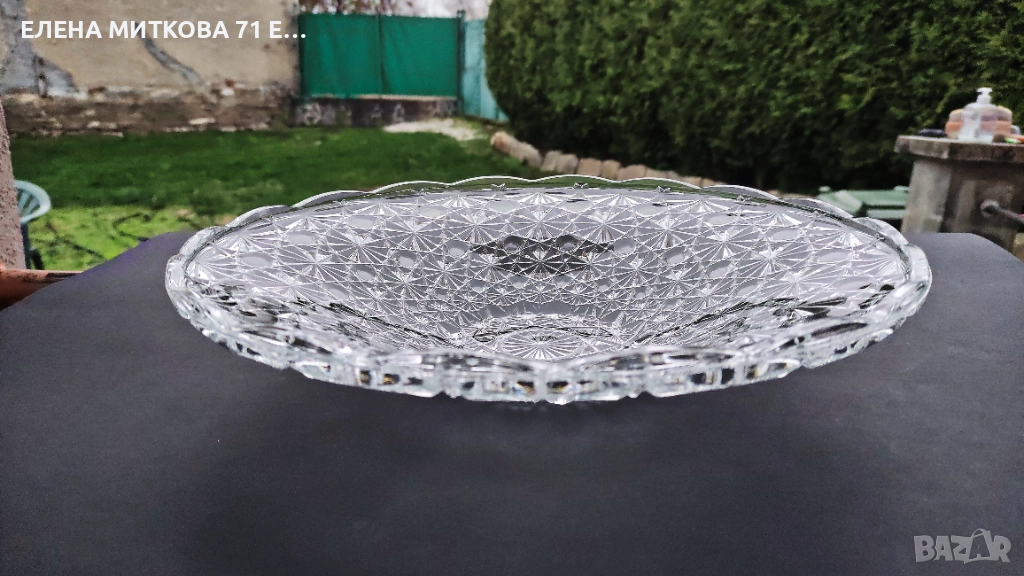 Голяма френска фруктиера от кристално стъкло, снимка 1