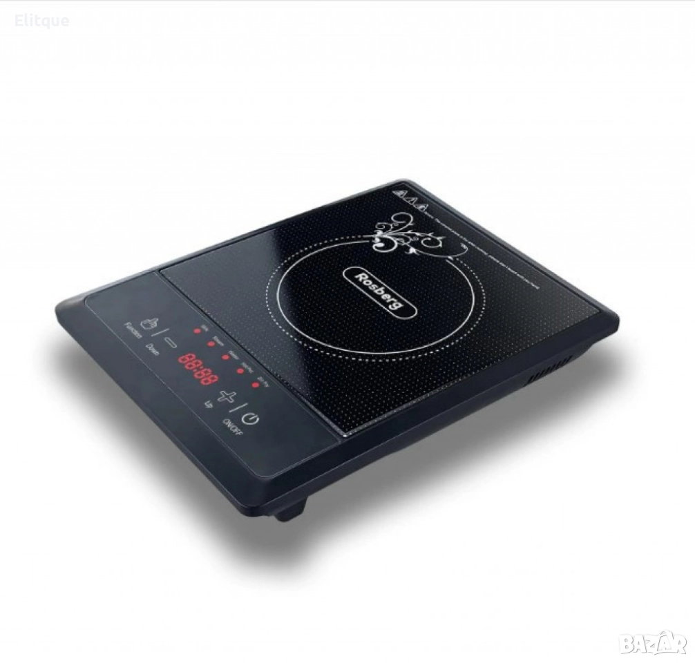 Котлон индукционен Rosberg, 2000W, LED екран, 8степени, бр. 1 Черна керамична плоча, 2 ГОДИНИ ГАРАНЦ, снимка 1