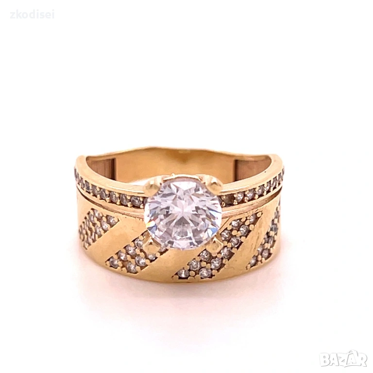 Златен дамски пръстен 3,70гр. размер:52 14кр. проба:585 модел:36327-1, снимка 1