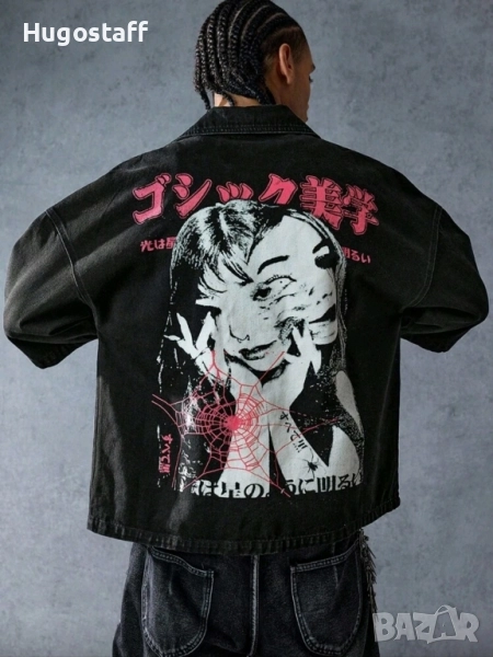 Нова дънкова риза яке Harajuku Style овърсайз блуза тениска фланелка т шърт Л Хл, снимка 1