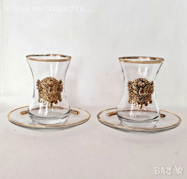 "Долмабахче Сарай Палас" два уникални сета за турско кафе/чай - с метални златни орнаменти и златен , снимка 1