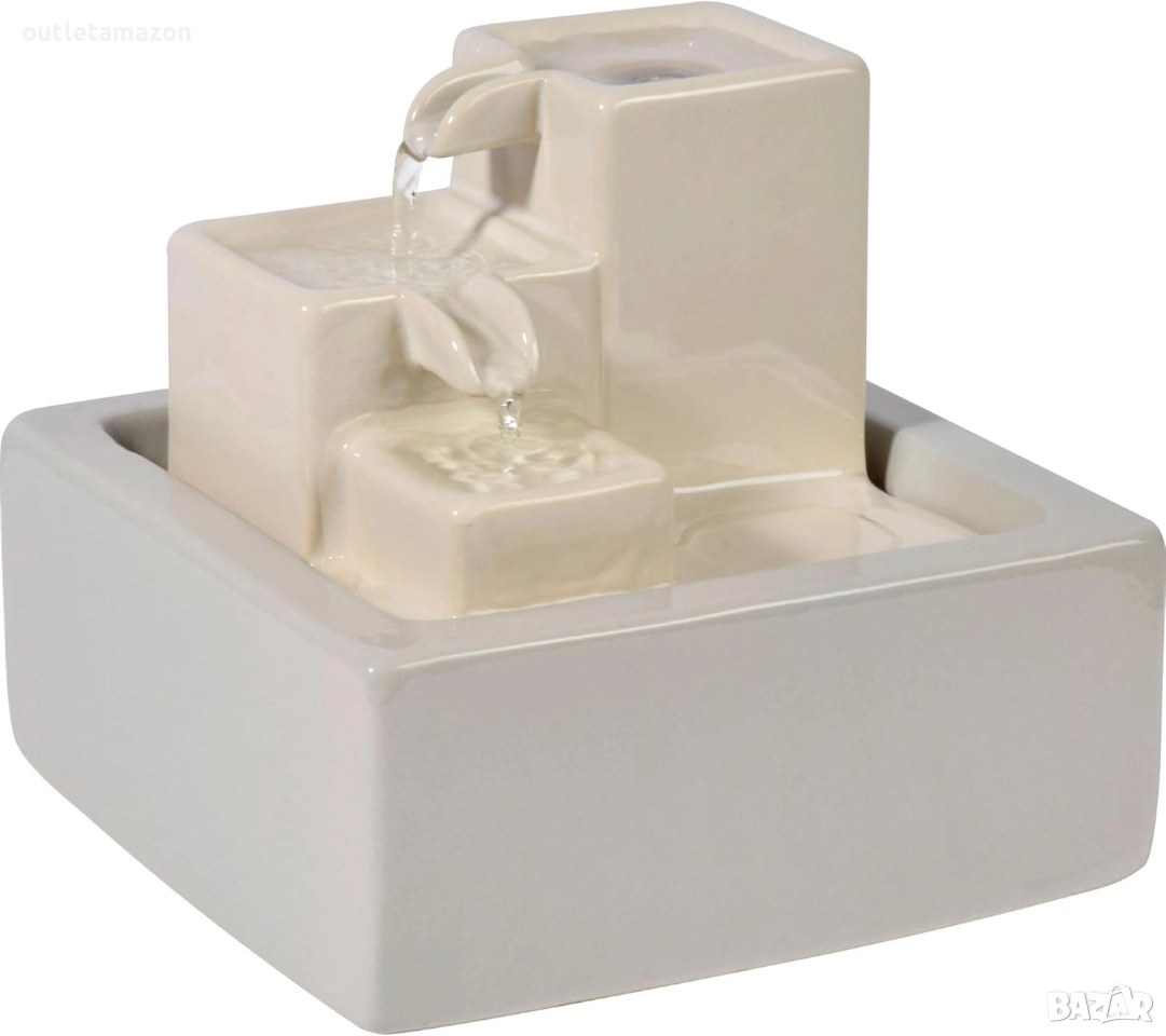 dobrar® Малък тристепенен керамичен водопад в каменен дизайн - Вътрешен фонтан с помпа , снимка 1