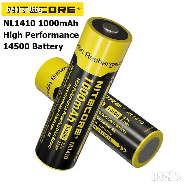 Професионална акумулаторна батерия 14500 Nitecore 1000mAh оригинална, снимка 1