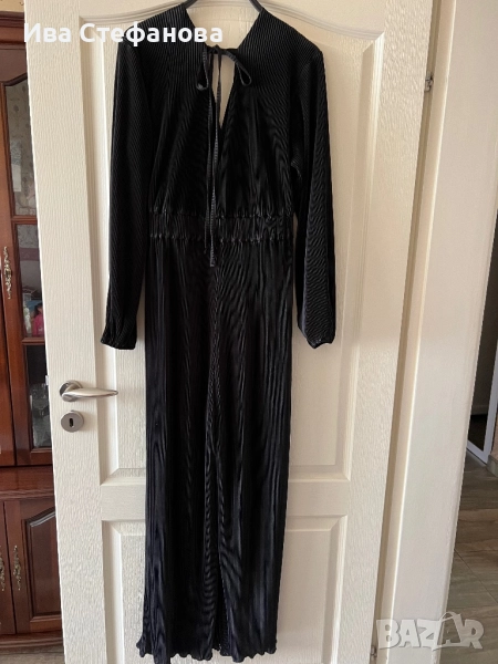 Нов черен дълъг елегантен еластичен гащеризон рипс рипсен универсален овърсайз модел широка кройка , снимка 1