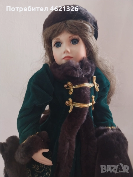 Винтидж порцеланова кукла Катрин-Роуз от колекцията “Викториански зимни принцеси” на Франклин Минт, снимка 1