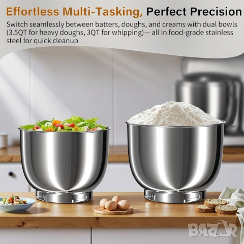 Планетарен миксер Dobbor 1500W двоен съд 2.5L + 3L, снимка 6 - Миксери - 54004401