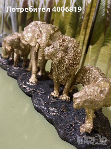 Декорация,статуя големите 5 животни на Африка в цвят злато, снимка 8 - Статуетки - 45354044