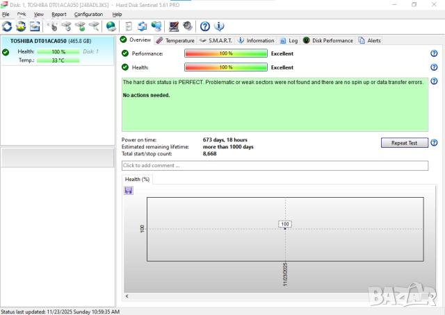 Хард Диск Toshiba HDD 3.5" 500GB SATA3 100%, снимка 3 - Твърди дискове - 52530211