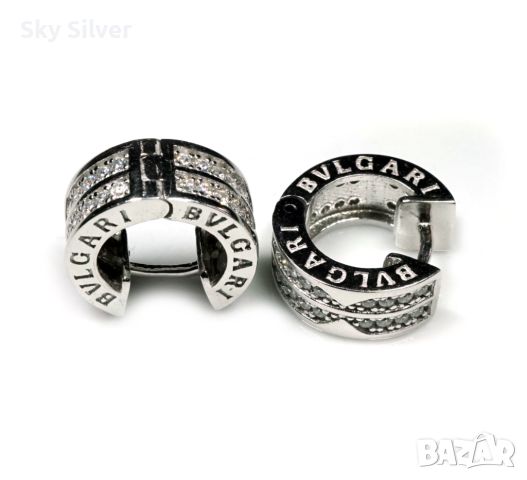 BVLGARI Обеци с английско закопчаване Сребро 925, снимка 2 - Обеци - 45428754