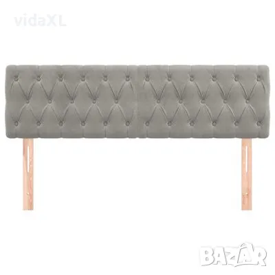 vidaXL Горни табли за легло, 2 бр, светлосива, 72x7x78/88 см, кадифе（SKU:346348）, снимка 3 - Спални и легла - 49109711